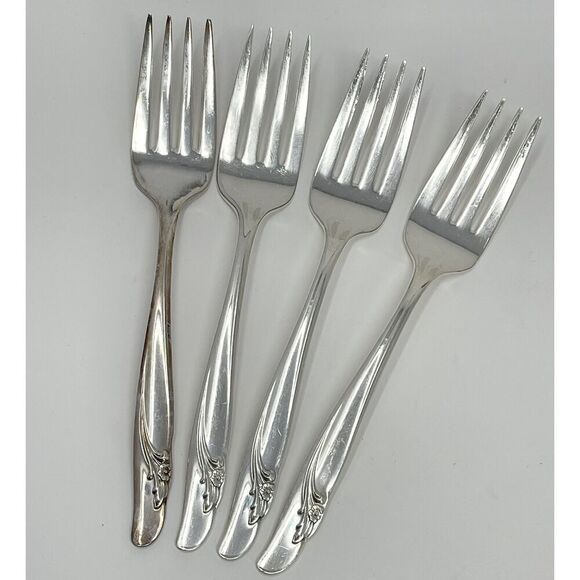 International Rogers EXQUISITE Silverplate 1957 Salad Forks 6 1/8” Set Of 4 - Picture 1 of 6
